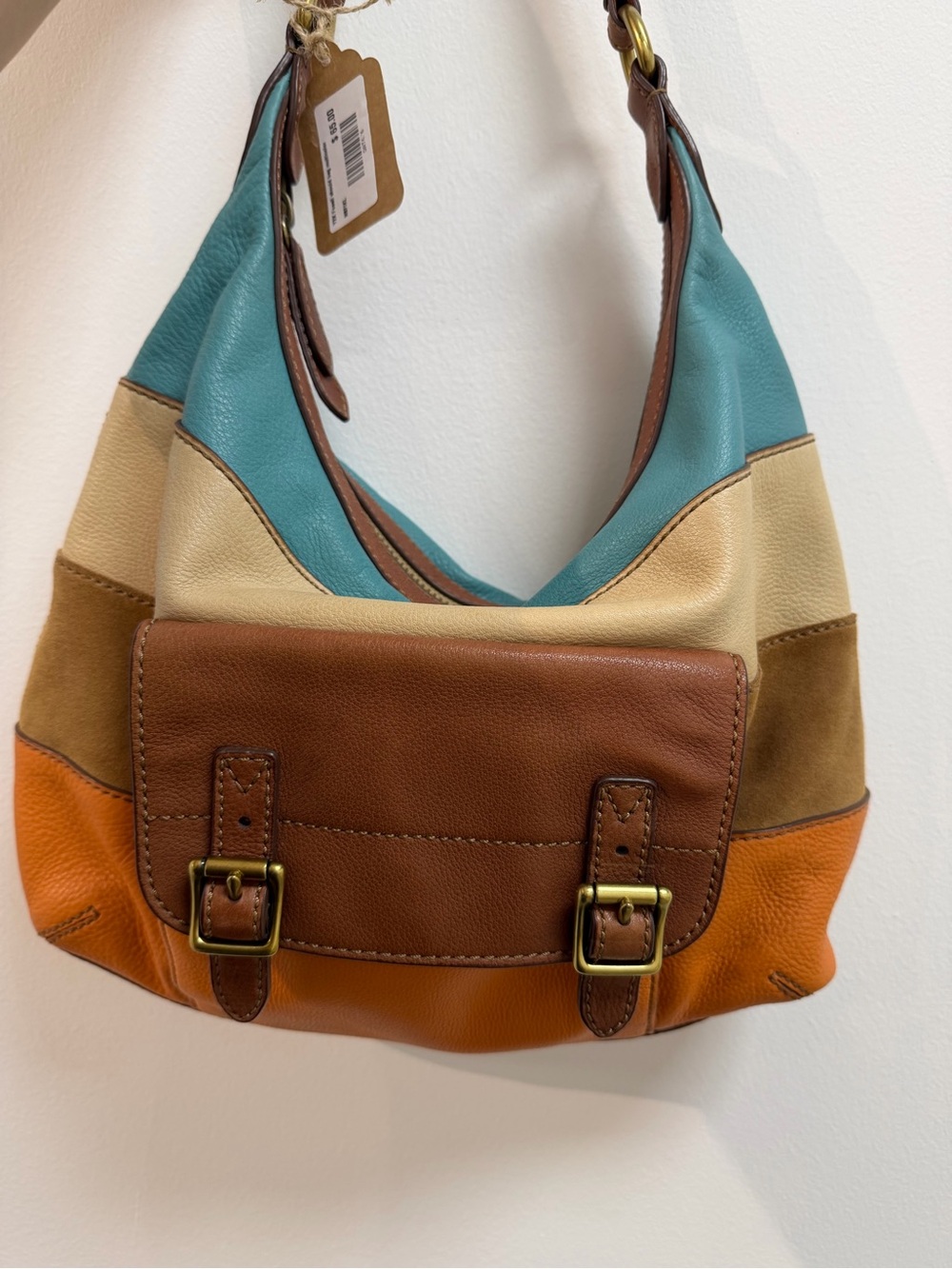 Y2K Fossil vintage Colorblock Leather Hobo
